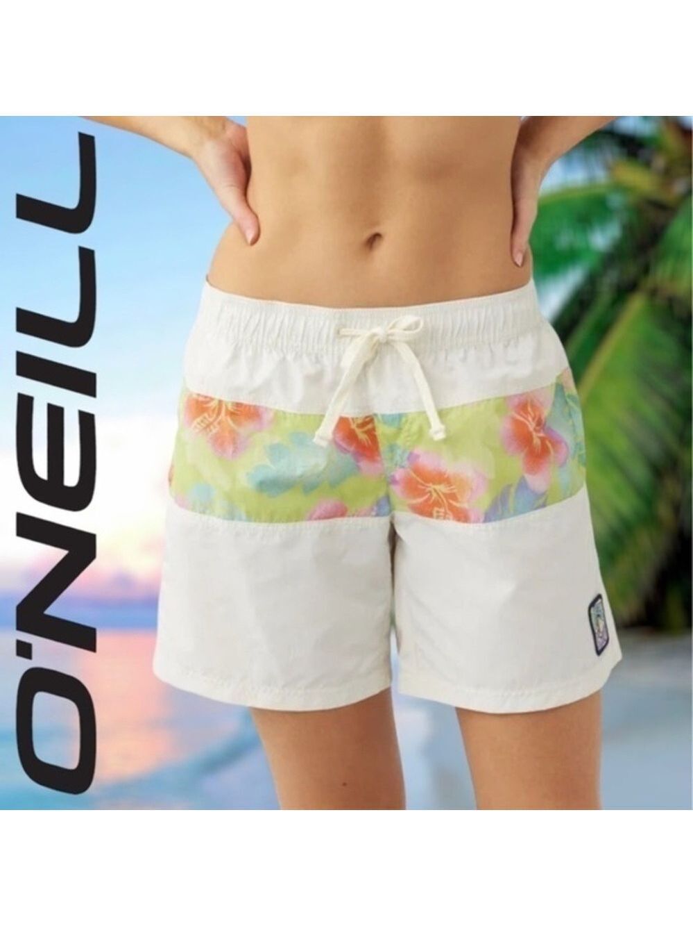 O'NEILL Isla Vista 7” Inseam Recycled Nylon Boardshorts NWT/SM/White multi
